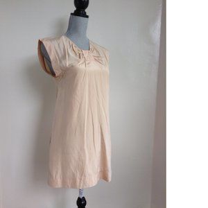 Crispin & Basilio Silk Cotton Bow Tunic Mini Dress 1920s Shift Pink Nude Peach 4